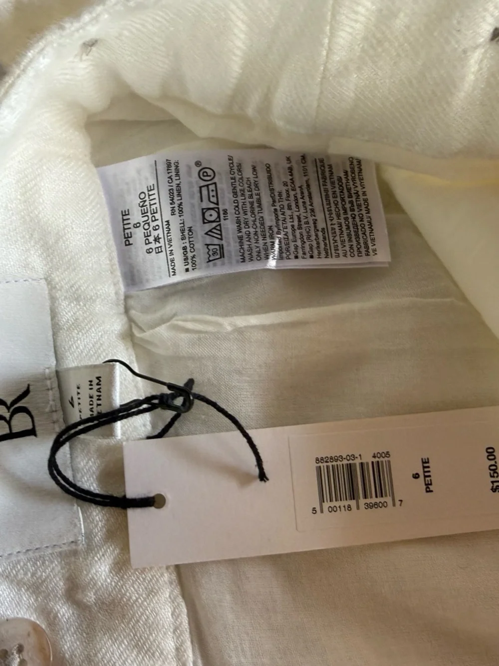 BR 100% White Linen Palazzo Pants